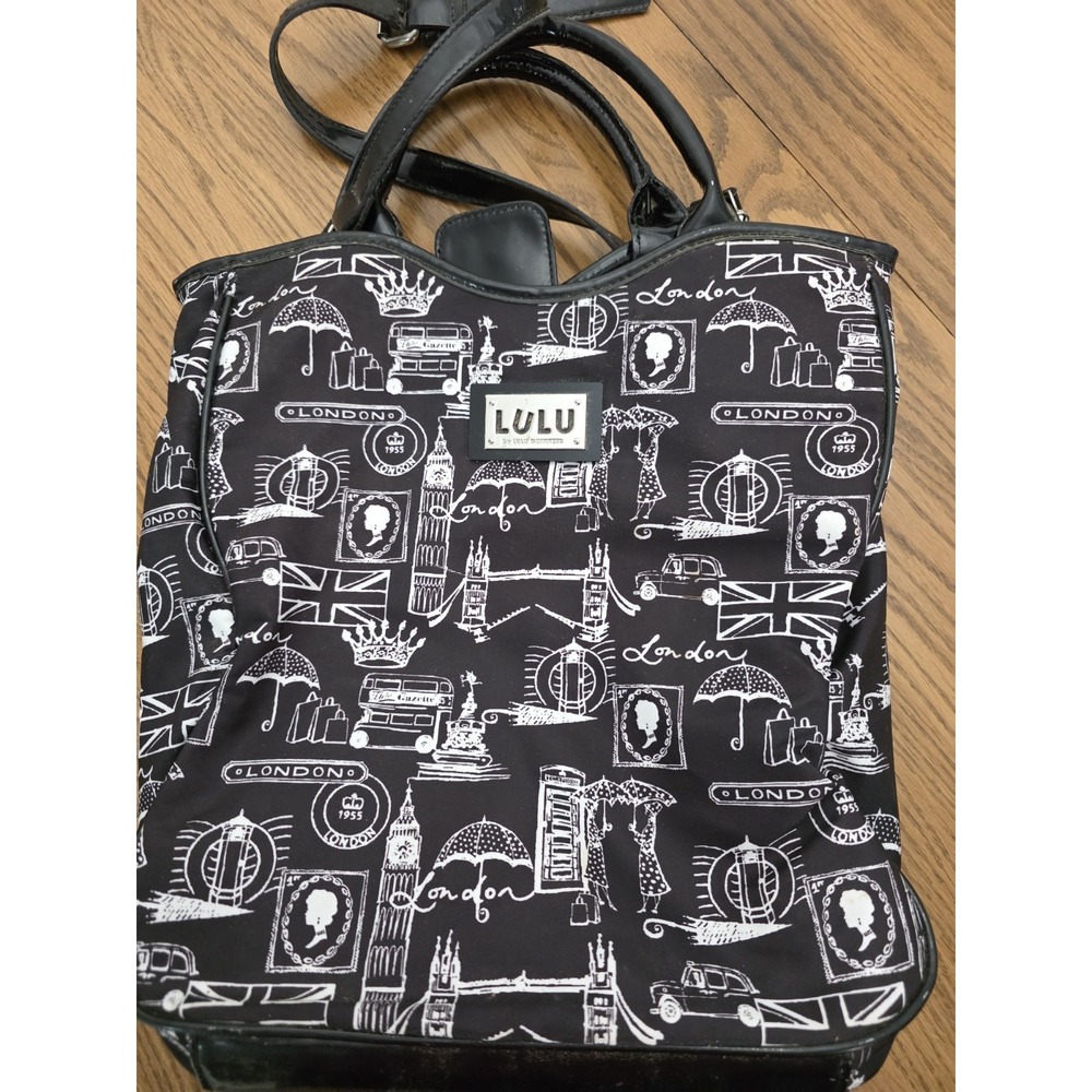 Lulu by Lulu Guinness London Print Tote Bag Y2K Patent Trim Shoulder Bag - Picture 4 of 9